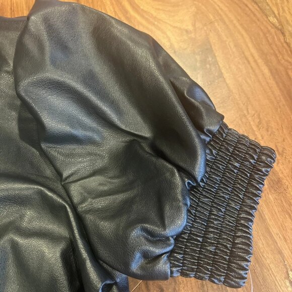 Habitual Kids Girls Dress Black Faux Leather Puff Sleeve Size 14 - Picture 5 of 8